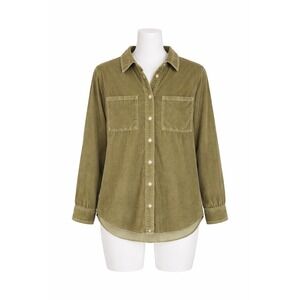 Pilcro XS Olive Velvet Button Up Shirt Goth Grunge Casual